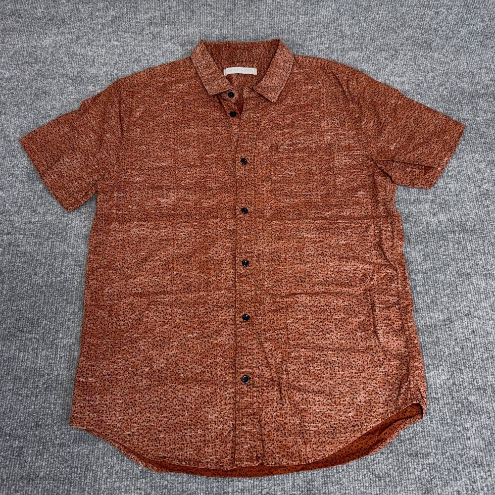 Outerknown Shirt Men Small Orange Black All Over Print Pocket Reverse Print Surf - Picture 2 of 10